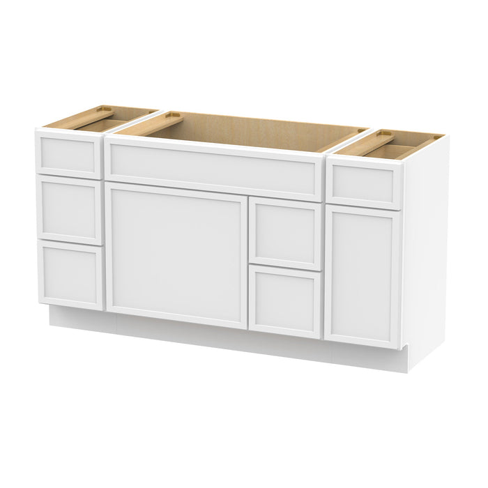 60" Plywood Bathroom Vanity Cabinet without Top - 6 Drawers & 2 Doors - HomeBeyond