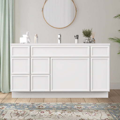 60" Plywood Bathroom Vanity Cabinet without Top - 6 Drawers & 2 Doors - HomeBeyond