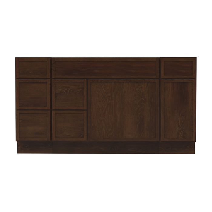 60" Plywood Bathroom Vanity Cabinet without Top - 6 Drawers & 2 Doors - HomeBeyond