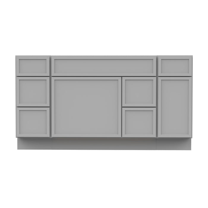 60" Plywood Bathroom Vanity Cabinet without Top - 6 Drawers & 2 Doors - HomeBeyond