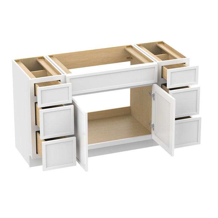 60" Plywood Bathroom Vanity Cabinet without Top - 6 Drawers & 2 Doors - HomeBeyond