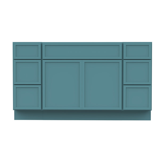 60" Plywood Bathroom Vanity Cabinet without Top - 6 Drawers & 2 Doors - HomeBeyond