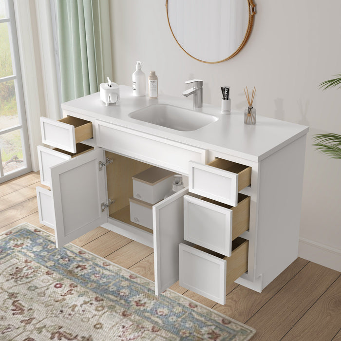 60" Plywood Bathroom Vanity Cabinet without Top - 6 Drawers & 2 Doors - HomeBeyond