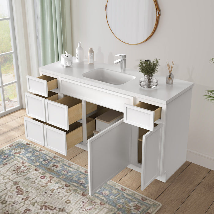 60" Plywood Bathroom Vanity Cabinet without Top - 6 Drawers & 2 Doors - HomeBeyond