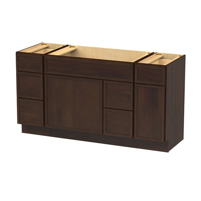60" Plywood Bathroom Vanity Cabinet without Top - 6 Drawers & 2 Doors - HomeBeyond