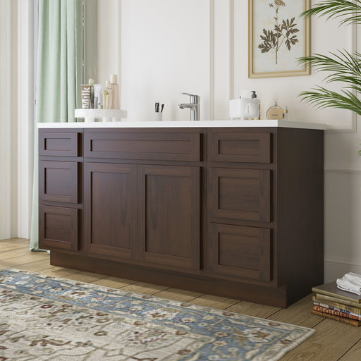 60" Plywood Bathroom Vanity Cabinet without Top - 6 Drawers & 2 Doors - HomeBeyond