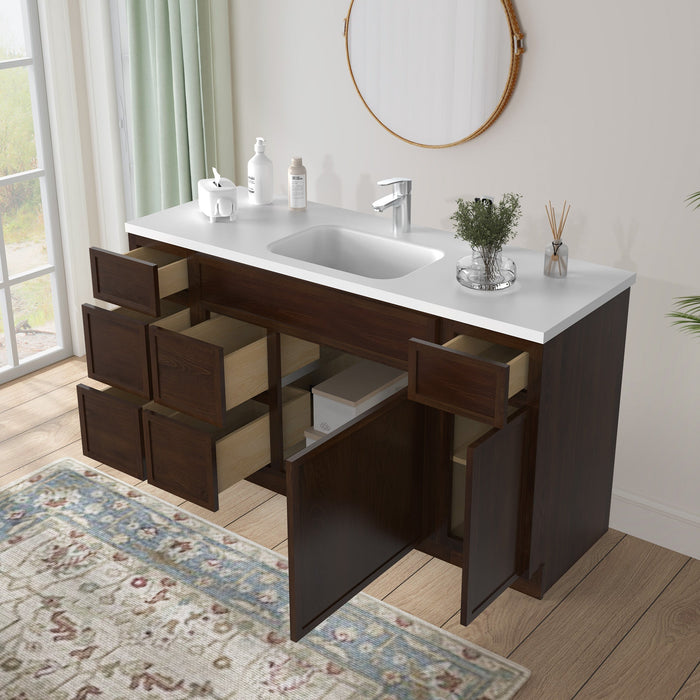 60" Plywood Bathroom Vanity Cabinet without Top - 6 Drawers & 2 Doors - HomeBeyond