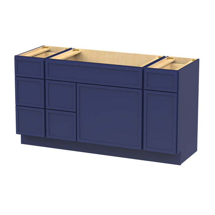 60" Plywood Bathroom Vanity Cabinet without Top - 6 Drawers & 2 Doors - HomeBeyond
