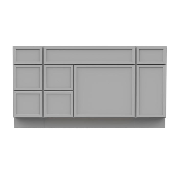 60" Plywood Bathroom Vanity Cabinet without Top - 6 Drawers & 2 Doors - HomeBeyond