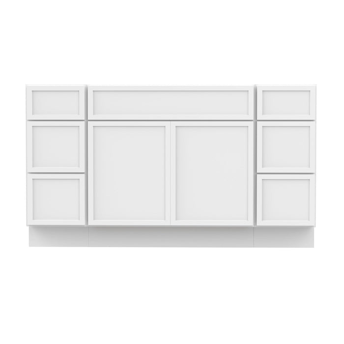 60" Plywood Bathroom Vanity Cabinet without Top - 6 Drawers & 2 Doors - HomeBeyond