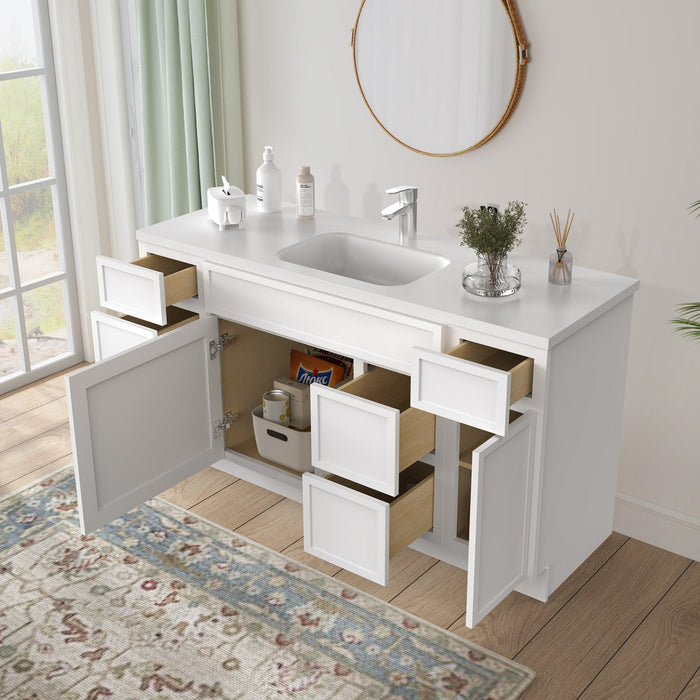 60" Plywood Bathroom Vanity Cabinet without Top - 6 Drawers & 2 Doors - HomeBeyond