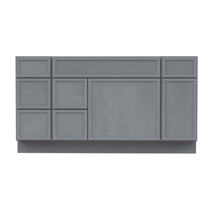60" Plywood Bathroom Vanity Cabinet without Top - 6 Drawers & 2 Doors - HomeBeyond