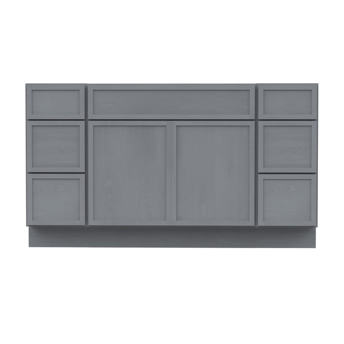60" Plywood Bathroom Vanity Cabinet without Top - 6 Drawers & 2 Doors - HomeBeyond