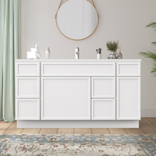 60" Plywood Bathroom Vanity Cabinet without Top - 6 Drawers & 2 Doors - HomeBeyond