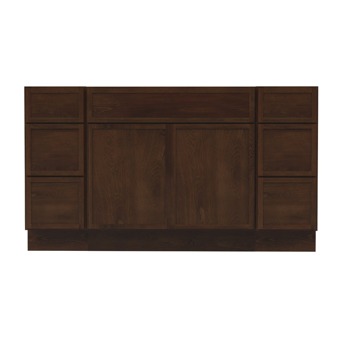 60" Plywood Bathroom Vanity Cabinet without Top - 6 Drawers & 2 Doors - HomeBeyond