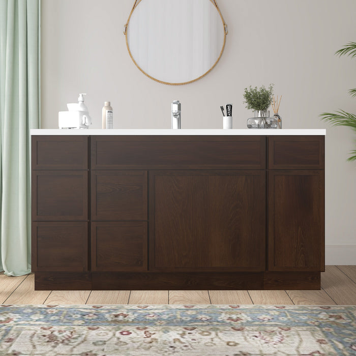 60" Plywood Bathroom Vanity Cabinet without Top - 6 Drawers & 2 Doors - HomeBeyond