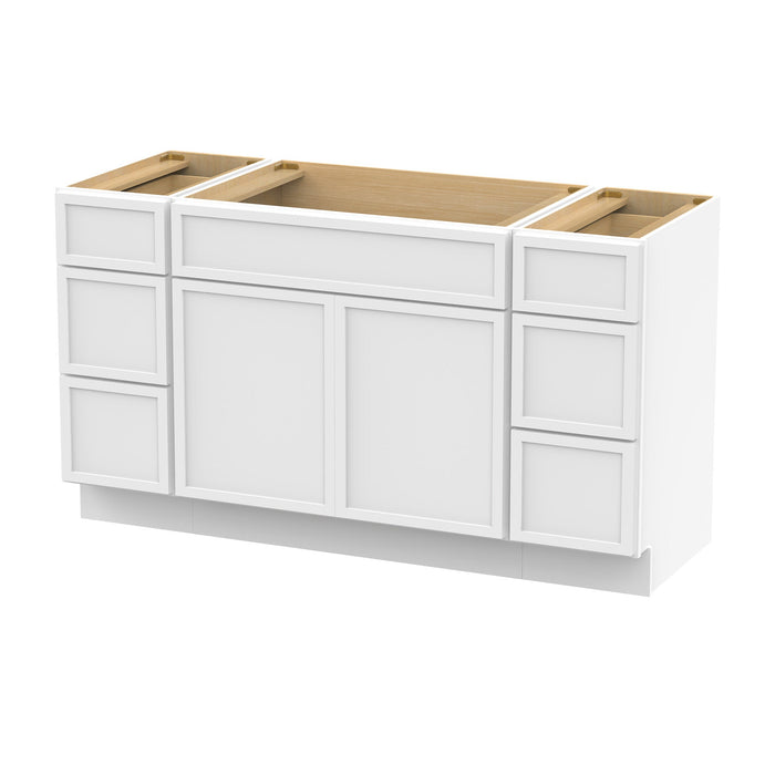 60" Plywood Bathroom Vanity Cabinet without Top - 6 Drawers & 2 Doors - HomeBeyond