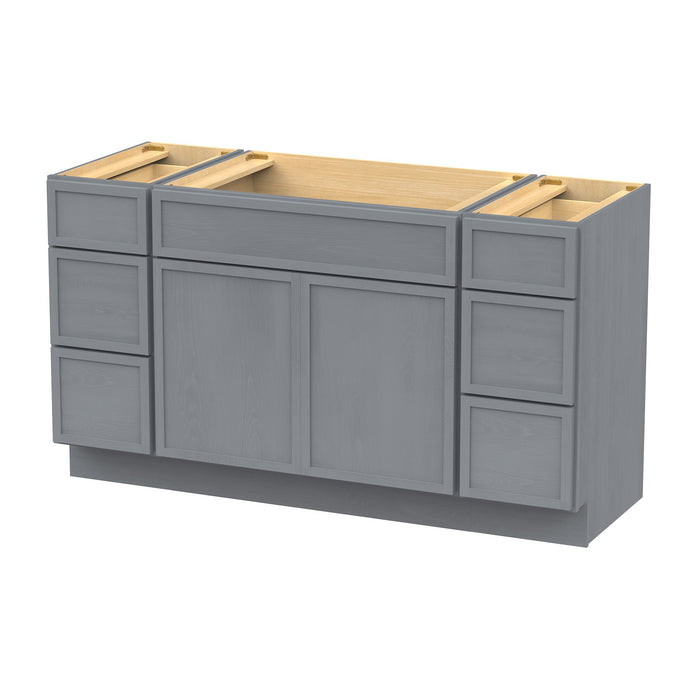 60" Plywood Bathroom Vanity Cabinet without Top - 6 Drawers & 2 Doors - HomeBeyond