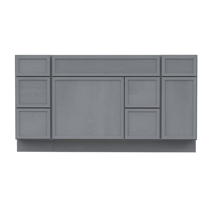 60" Plywood Bathroom Vanity Cabinet without Top - 6 Drawers & 2 Doors - HomeBeyond