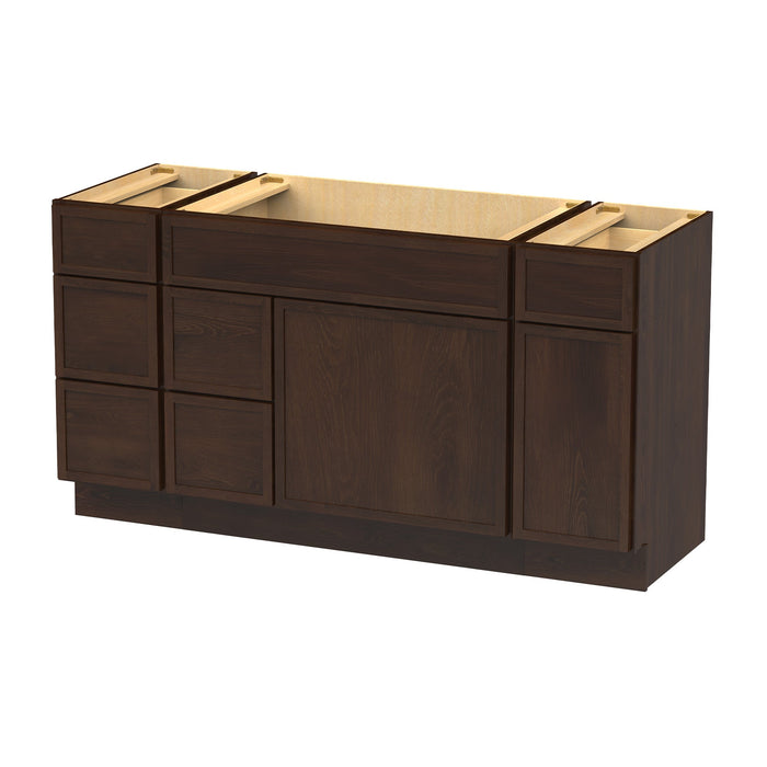60" Plywood Bathroom Vanity Cabinet without Top - 6 Drawers & 2 Doors - HomeBeyond