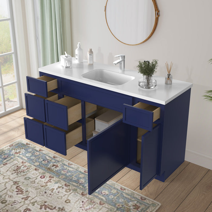 60" Plywood Bathroom Vanity Cabinet without Top - 6 Drawers & 2 Doors - HomeBeyond