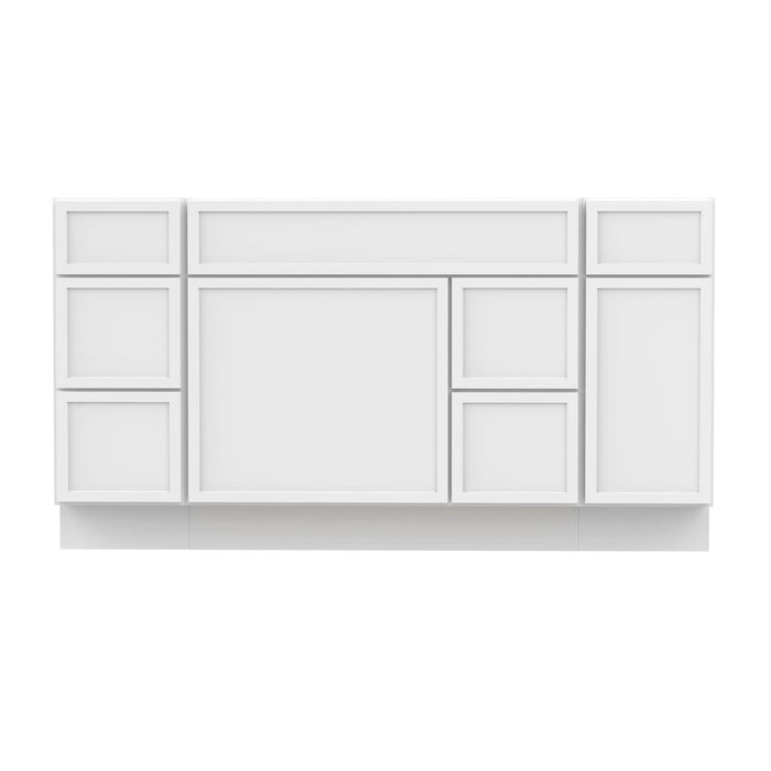 60" Plywood Bathroom Vanity Cabinet without Top - 6 Drawers & 2 Doors - HomeBeyond