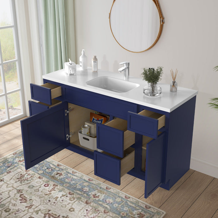 60" Plywood Bathroom Vanity Cabinet without Top - 6 Drawers & 2 Doors - HomeBeyond