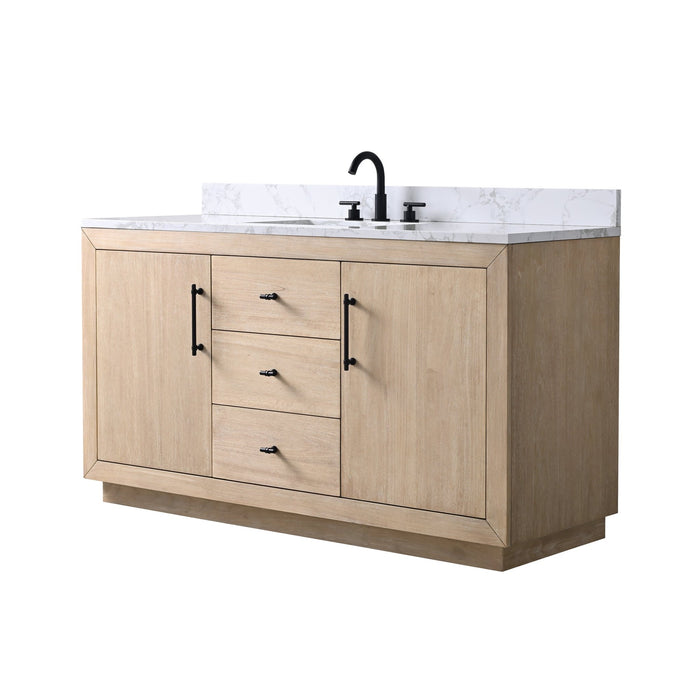 60" Single Sink Bathroom Vanity with Sink and Top, With Soft Closing Doors - HomeBeyond
