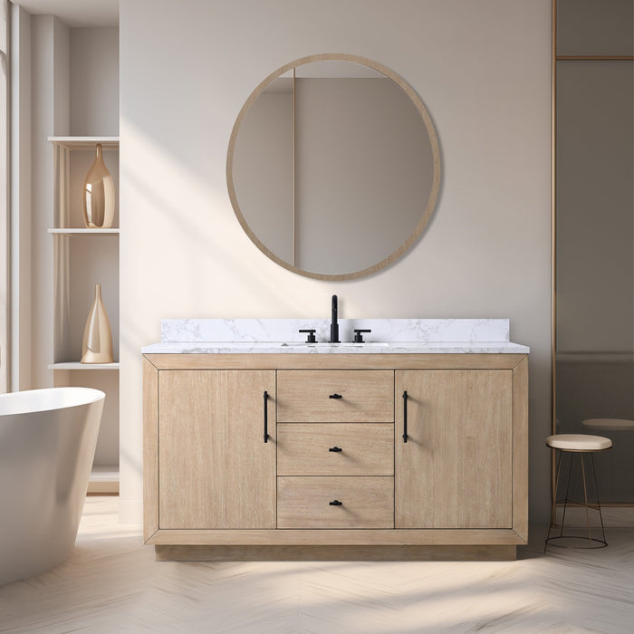 60" Single Sink Bathroom Vanity with Sink and Top, With Soft Closing Doors - HomeBeyond
