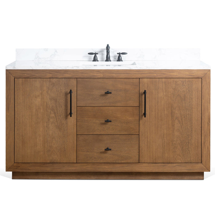 60" Single Sink Bathroom Vanity with Sink and Top, With Soft Closing Doors - HomeBeyond