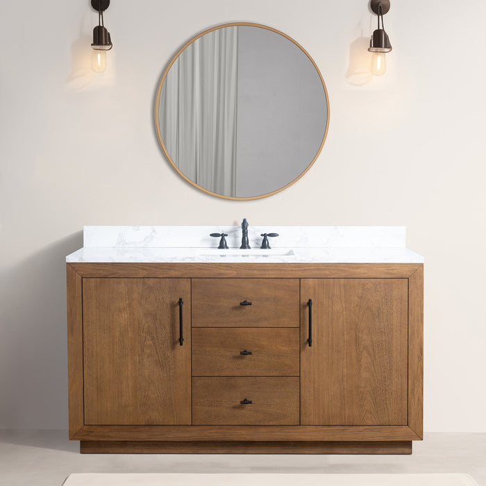 60" Single Sink Bathroom Vanity with Sink and Top, With Soft Closing Doors - HomeBeyond