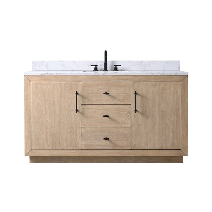 60" Single Sink Bathroom Vanity with Sink and Top, With Soft Closing Doors - HomeBeyond