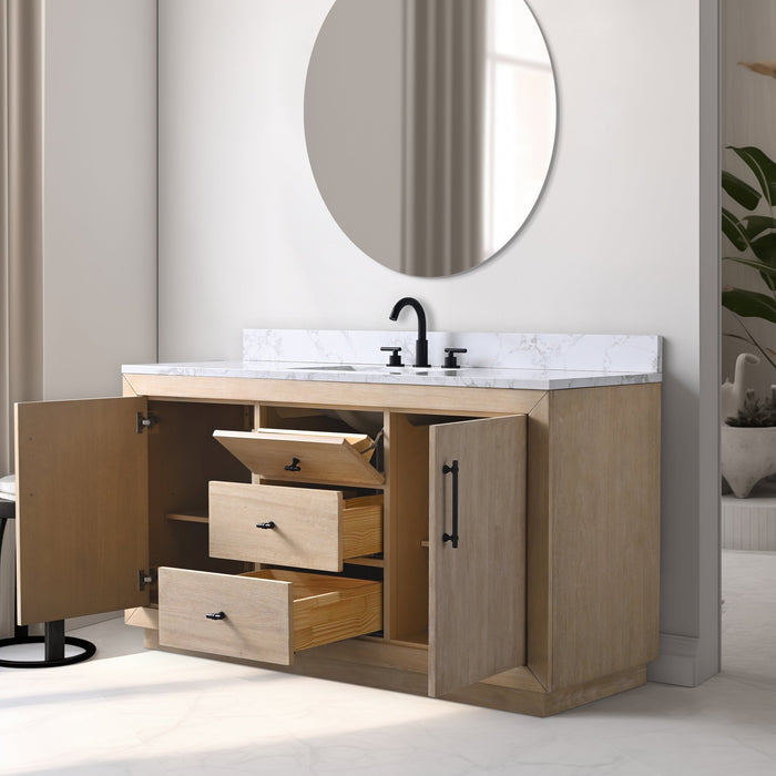 60" Single Sink Bathroom Vanity with Sink and Top, With Soft Closing Doors - HomeBeyond