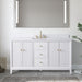 60" Single Sink Freestanding Bath Vanity Cabinet with White Engineered Marble Top - HomeBeyond