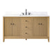 60" Single Sink Freestanding Bath Vanity Cabinet with White Engineered Marble Top - HomeBeyond