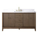 60" Single Sink Freestanding Bath Vanity Cabinet with White Engineered Marble Top - HomeBeyond