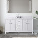 60" Single Sink Freestanding Bath Vanity Cabinet with White Engineered Marble Top - HomeBeyond