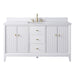 60" Single Sink Freestanding Bath Vanity Cabinet with White Engineered Marble Top - HomeBeyond