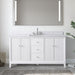 60" Single Sink Freestanding Bath Vanity Cabinet with White Engineered Marble Top - HomeBeyond