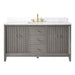 60" Single Sink Freestanding Bath Vanity Cabinet with White Engineered Marble Top - HomeBeyond
