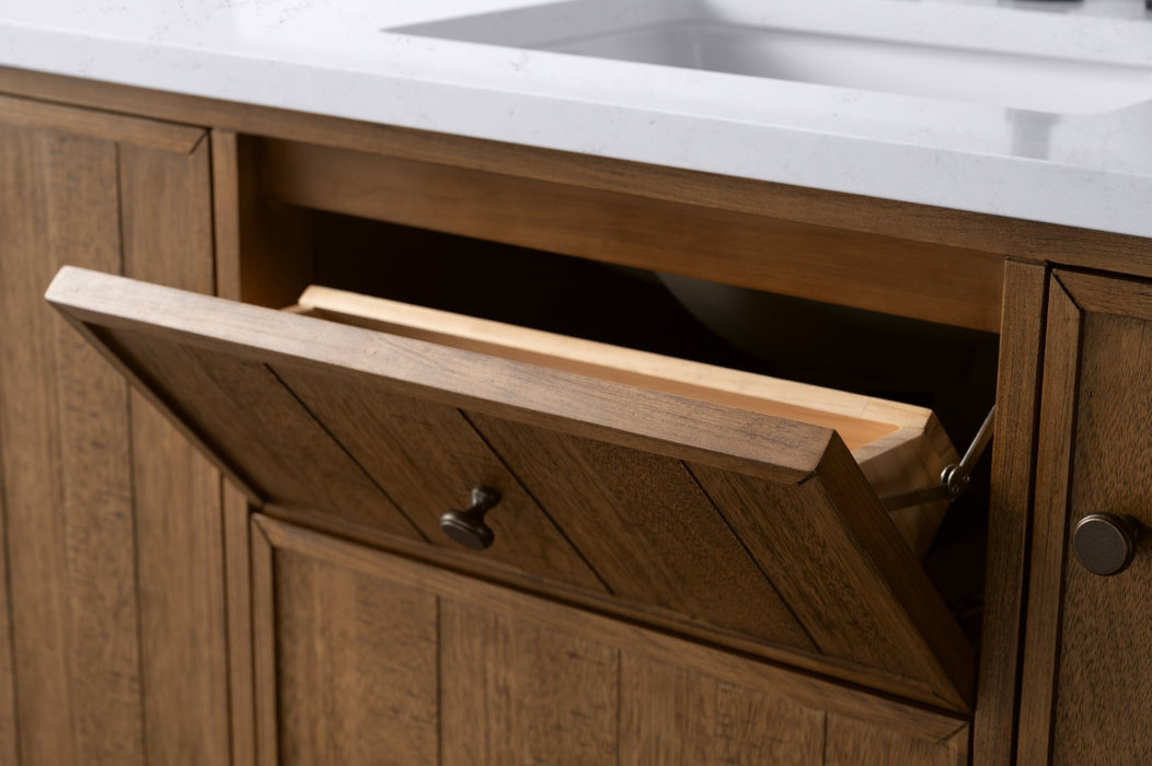 60" Single Sink Freestanding Bathroom Vanity with Milano Mist Engineered Stone Countertop, Integrated Ceramic Sink, Hidden Power & USB Charging Station and Hair Dryer Storage VA1260S - HomeBeyond