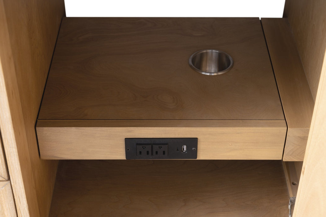 60" Single Sink Freestanding Bathroom Vanity with Milano Mist Engineered Stone Countertop, Integrated Ceramic Sink, Hidden Power & USB Charging Station and Hair Dryer Storage VA1260S - HomeBeyond
