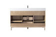 60" Single Sink Freestanding Bathroom Vanity with Milano Mist Engineered Stone Countertop, Integrated Ceramic Sink, Hidden Power & USB Charging Station and Hair Dryer Storage VA1260S - HomeBeyond