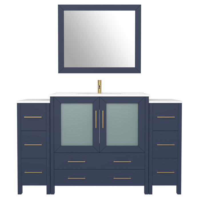 60" Single Sink Modern Bathroom Vanity Set with Ceramic Top & Free Mirror – Large Storage Cabinet with 8 Drawers VA3036-60 - HomeBeyond