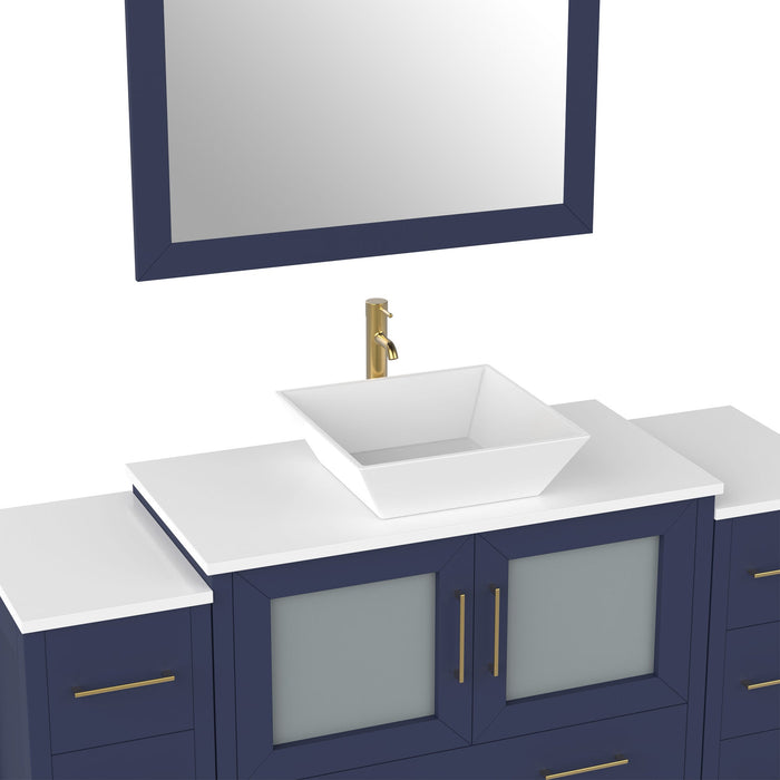 60" Single Sink Modern Bathroom Vanity Set with Engineered Marble Top & Free Mirror – Storage Cabinet with 8 Drawers VA3136-60 - HomeBeyond