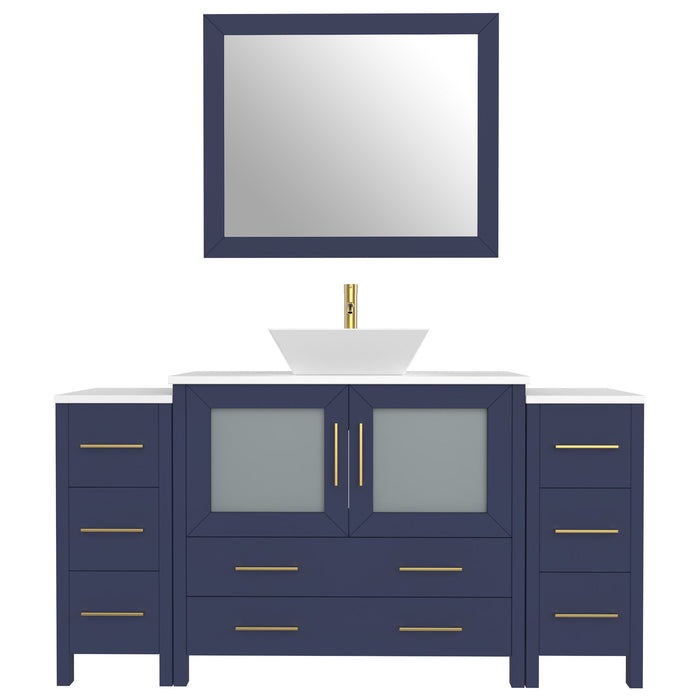 60" Single Sink Modern Bathroom Vanity Set with Engineered Marble Top & Free Mirror – Storage Cabinet with 8 Drawers VA3136-60 - HomeBeyond