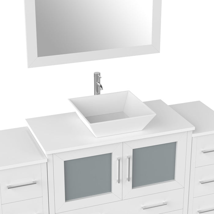 60" Single Sink Modern Bathroom Vanity Set with Engineered Marble Top & Free Mirror – Storage Cabinet with 8 Drawers VA3136-60 - HomeBeyond