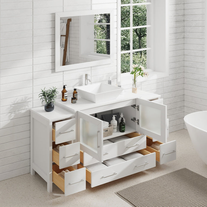 60" Single Sink Modern Bathroom Vanity Set with Engineered Marble Top & Free Mirror – Storage Cabinet with 8 Drawers VA3136-60 - HomeBeyond