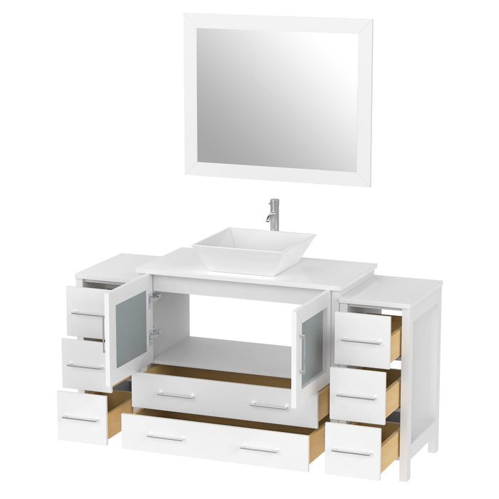 60" Single Sink Modern Bathroom Vanity Set with Engineered Marble Top & Free Mirror – Storage Cabinet with 8 Drawers VA3136-60 - HomeBeyond