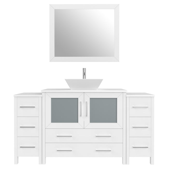 60" Single Sink Modern Bathroom Vanity Set with Engineered Marble Top & Free Mirror – Storage Cabinet with 8 Drawers VA3136-60 - HomeBeyond